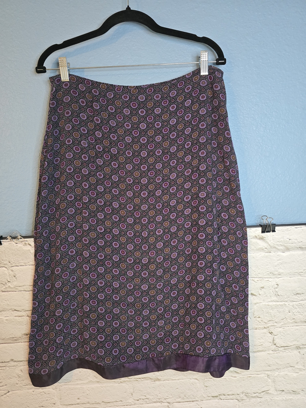Xhilaration Purple Multi-Print Midi Skirt Sz M